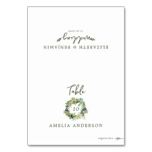 Olives Wedding Meal Choice Menu Option Place Card
