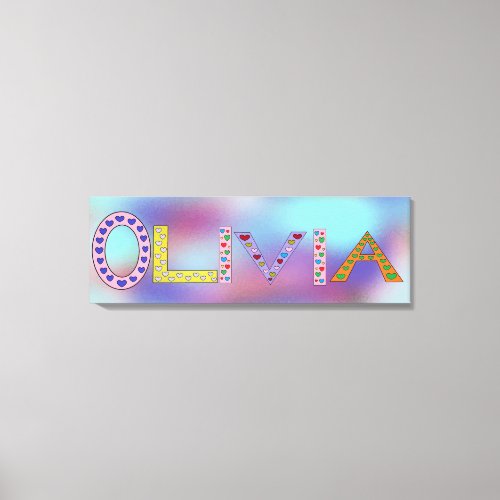 OLIVIA Baby Girl Name Colorful Letters Canvas Print