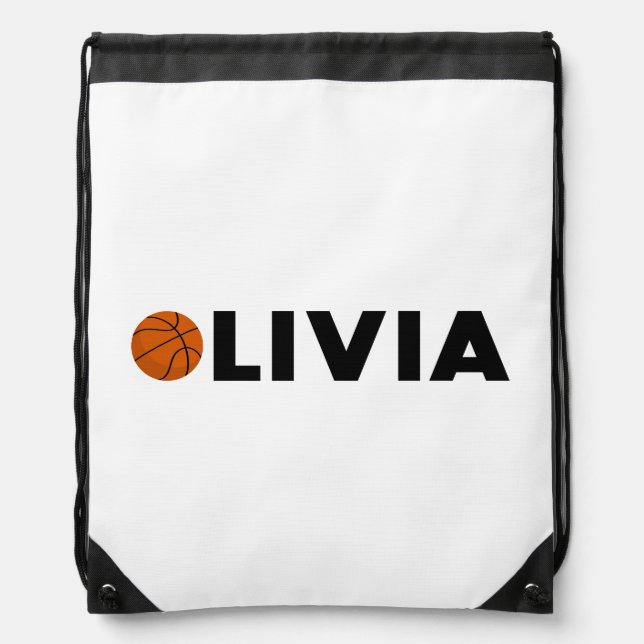 Olivia Basketball Drawstring Bag (Front)