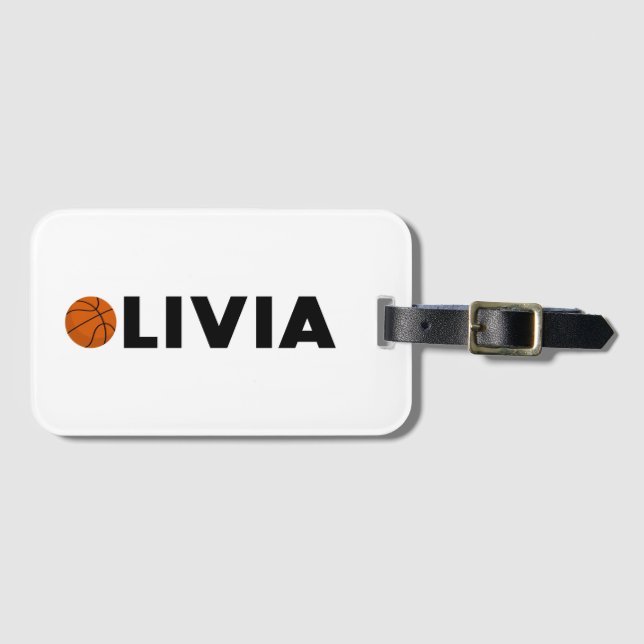 Olivia Basketball Luggage Tag (Front Horizontal)