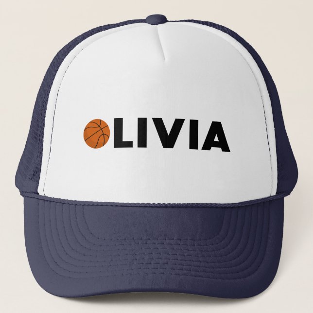 Olivia Basketball Trucker Hat (Front)