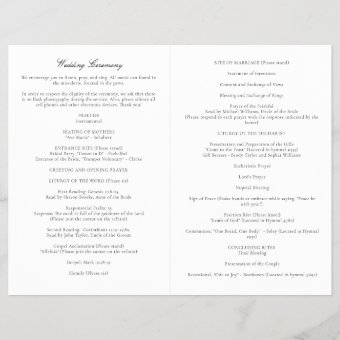 Olivia Black & White Catholic Wedding Mass Program | Zazzle