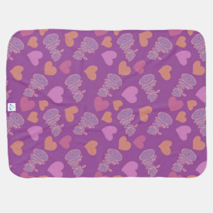 Olivia Bubble Letters with Puffy Hearts Baby Blanket