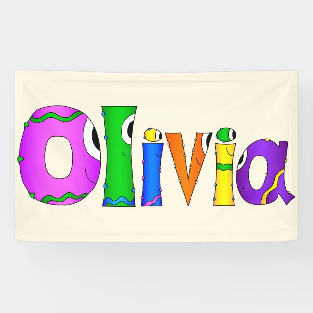 "Olivia" Cartoon Character Name Banner (Horizontal)