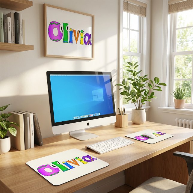 "Olivia" Cartoon Character Name Mouse Pad (Hey! Take a look at this awesome, colorful and completely unique "Olivia" cartoon mouse pad!)