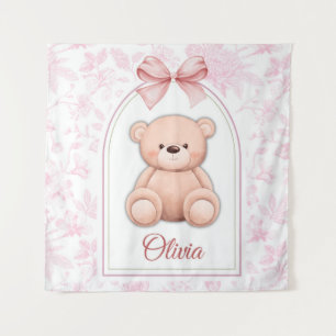 Olivia Custom Pink Teddy Bear Nursery Design Tapestry