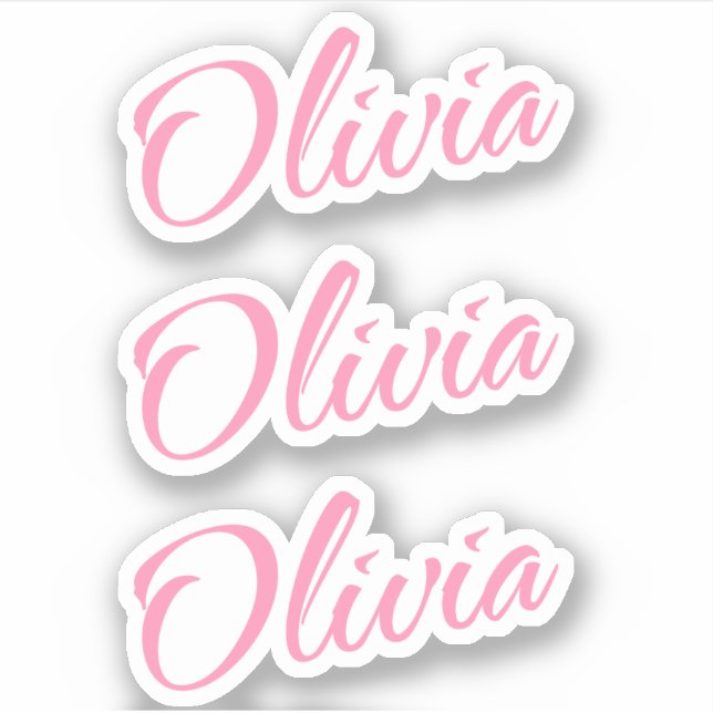 Olivia Decorative Name in Pink x3 Sticker (Front)