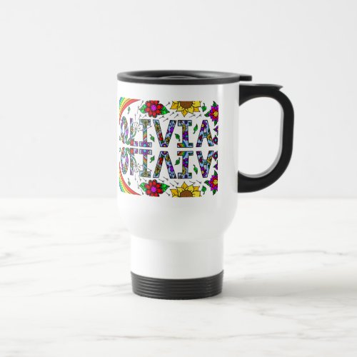 Olivia Digital Art Whimsical Flowers Travel Mug