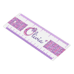 Olivia doodle or your letter O name pink purple Ruler