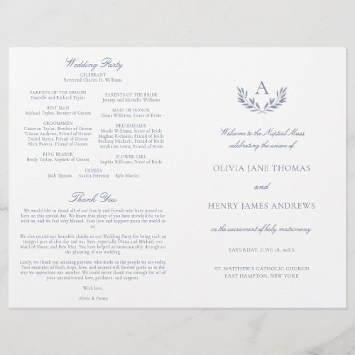 Olivia Dusty Blue Catholic Wedding Mass Program