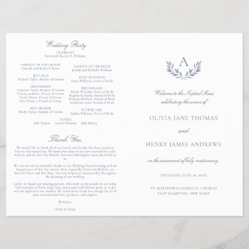 Olivia Dusty Blue Catholic Wedding Mass Program