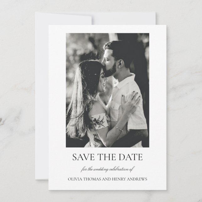 Olivia Elegant Christian Monogram Photo Wedding Save The Date (Front)