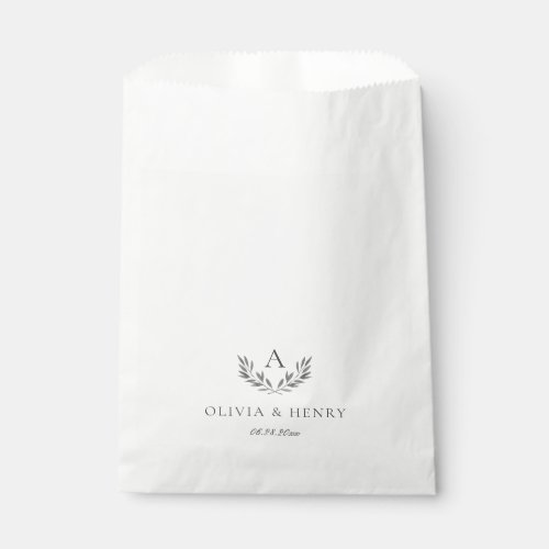 Olivia Elegant Gray Monogram Small Wedding Favor Bag