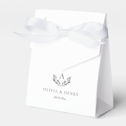 Olivia Elegant Gray Monogram Small Wedding Favor Boxes