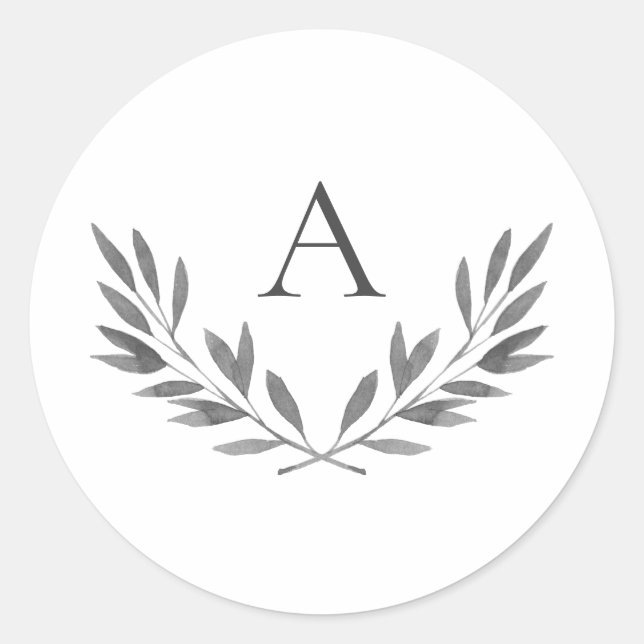 Olivia Elegant Gray Monogram Wedding Sticker (Front)