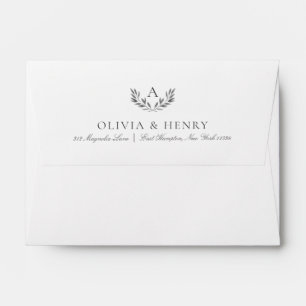 Olivia Elegant Monogram Gray Wedding Invitation Envelope