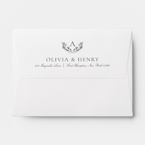 Olivia Elegant Monogram Gray Wedding Invitation Envelope