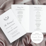 Olivia Elegant Silver Folded Wedding Program<br><div class="desc">This elegant, silver gray folded wedding program features your ceremony details in classic, calligraphy script and serif typography, accented by your monogram flanked by two, watercolor, laurel leaf branches . Personalize with the names of your wedding party with easily editable text fields. Coordinates with our stylish Olivia wedding invitation collection....</div>
