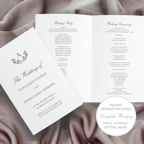 Olivia Elegant Silver Folded Wedding Program