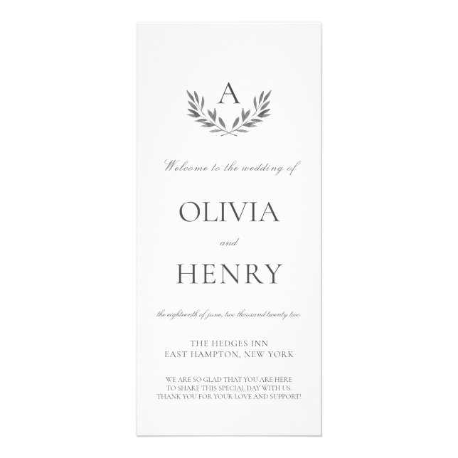 Olivia Elegant Simple Double-Sided Wedding Program (Front)