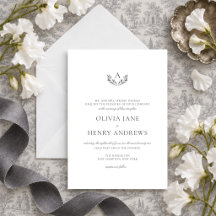 Olivia Elegant Simple Gray Monogram Wedding