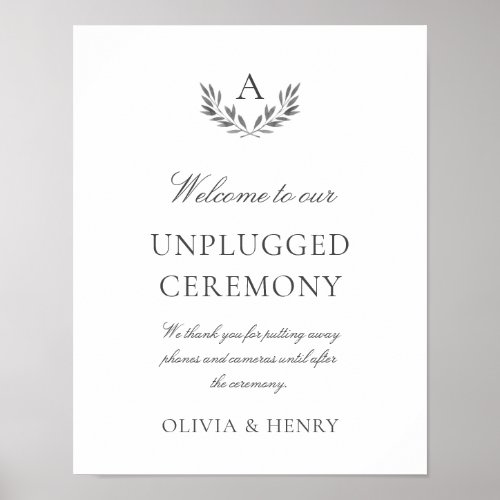 Olivia Elegant Unplugged Wedding Ceremony Sign
