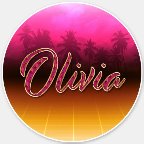 Olivia First Name golden pink sticker