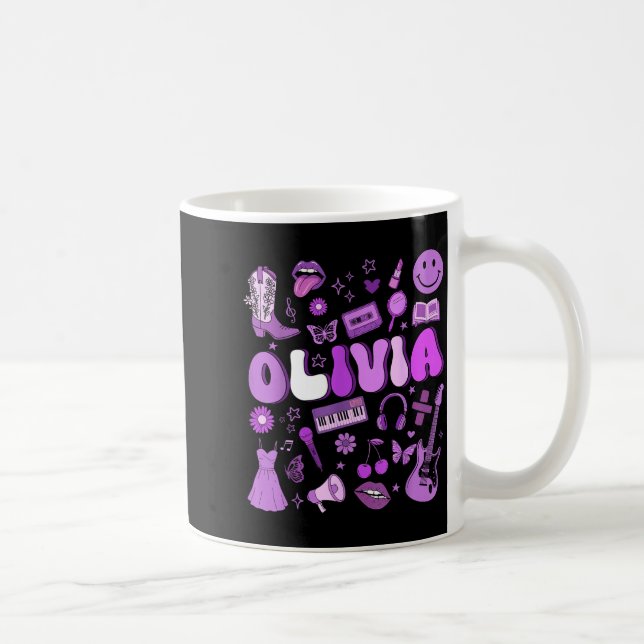Olivia First Name I Love Olivia Groovy 80's Girls  Coffee Mug (Right)