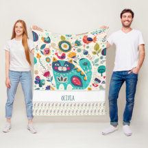 OLIVIA - Girls Name Gift - COZY Folk Art CAT