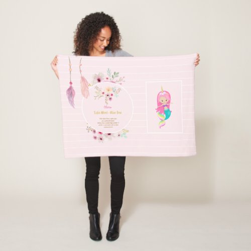 OLIVIA _ Girls Name Meaning Gift _ Mermaid Unicorn Fleece Blanket