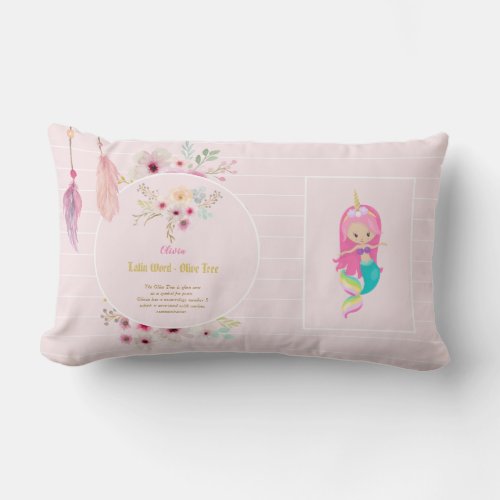 OLIVIA _ Girls Name Meaning Gift _ Mermaid Unicorn Lumbar Pillow