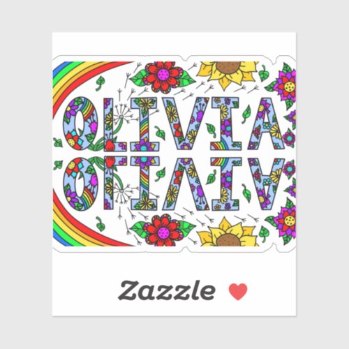  Olivia Girls Name Whimsical Digital Art Sticker