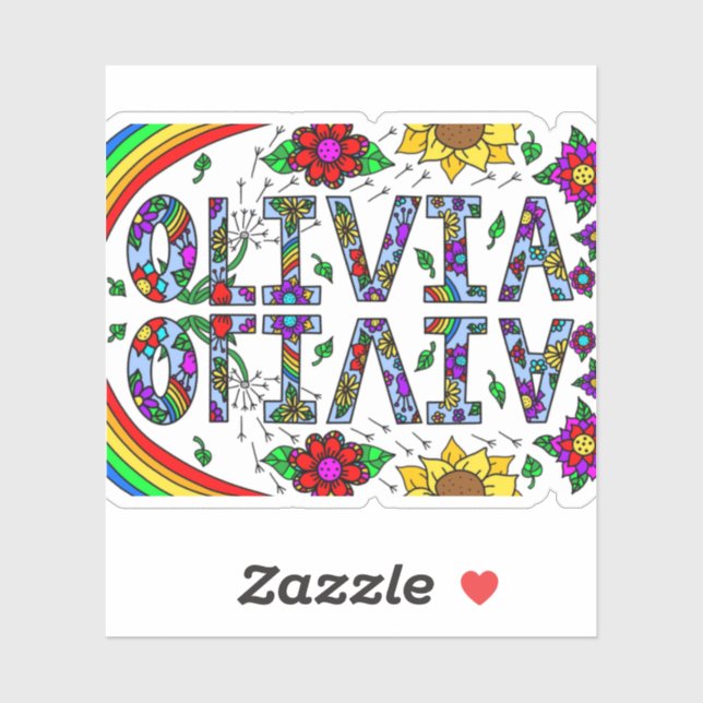  Olivia, Girl's Name Whimsical Digital Art Sticker (Sheet)