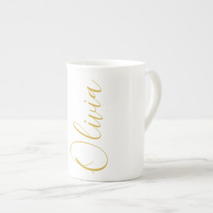 Olivia Gold Script Name White Specialty Mug