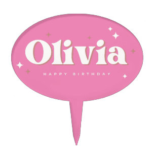 Olivia Happy Birthday Cake Topper