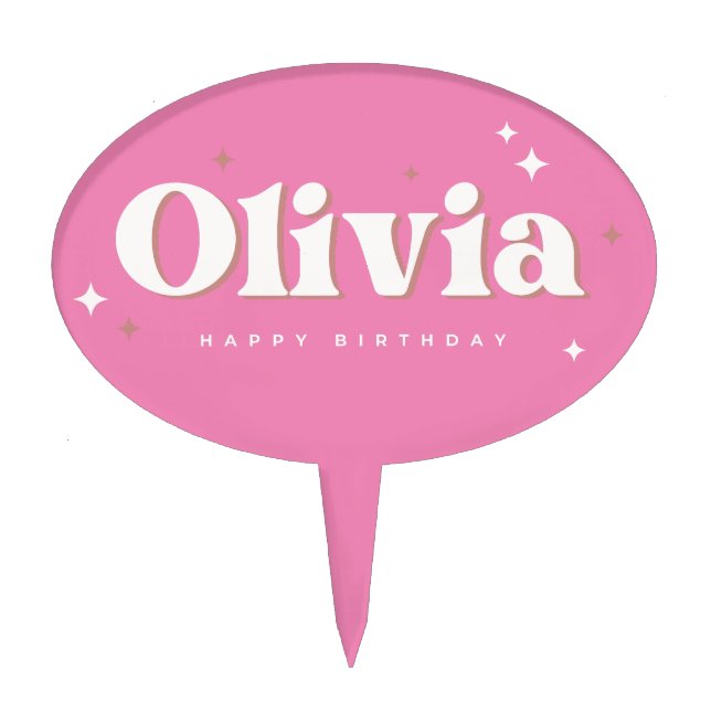 Olivia Happy Birthday Cake Topper (Front)