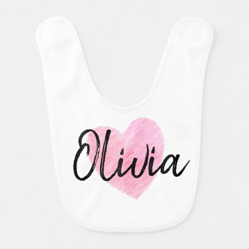 Olivia Heart Baby Bib