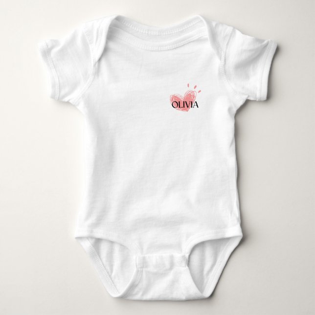 Olivia Heart Baby Bodysuit (Front)