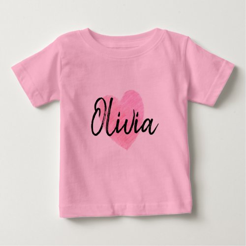 Olivia Heart Baby T_Shirt