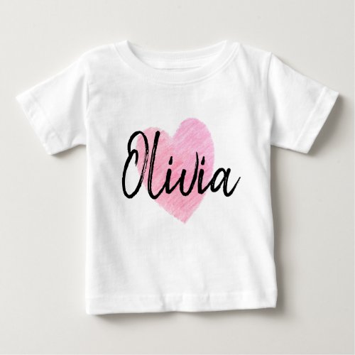 Olivia Heart Baby T_Shirt