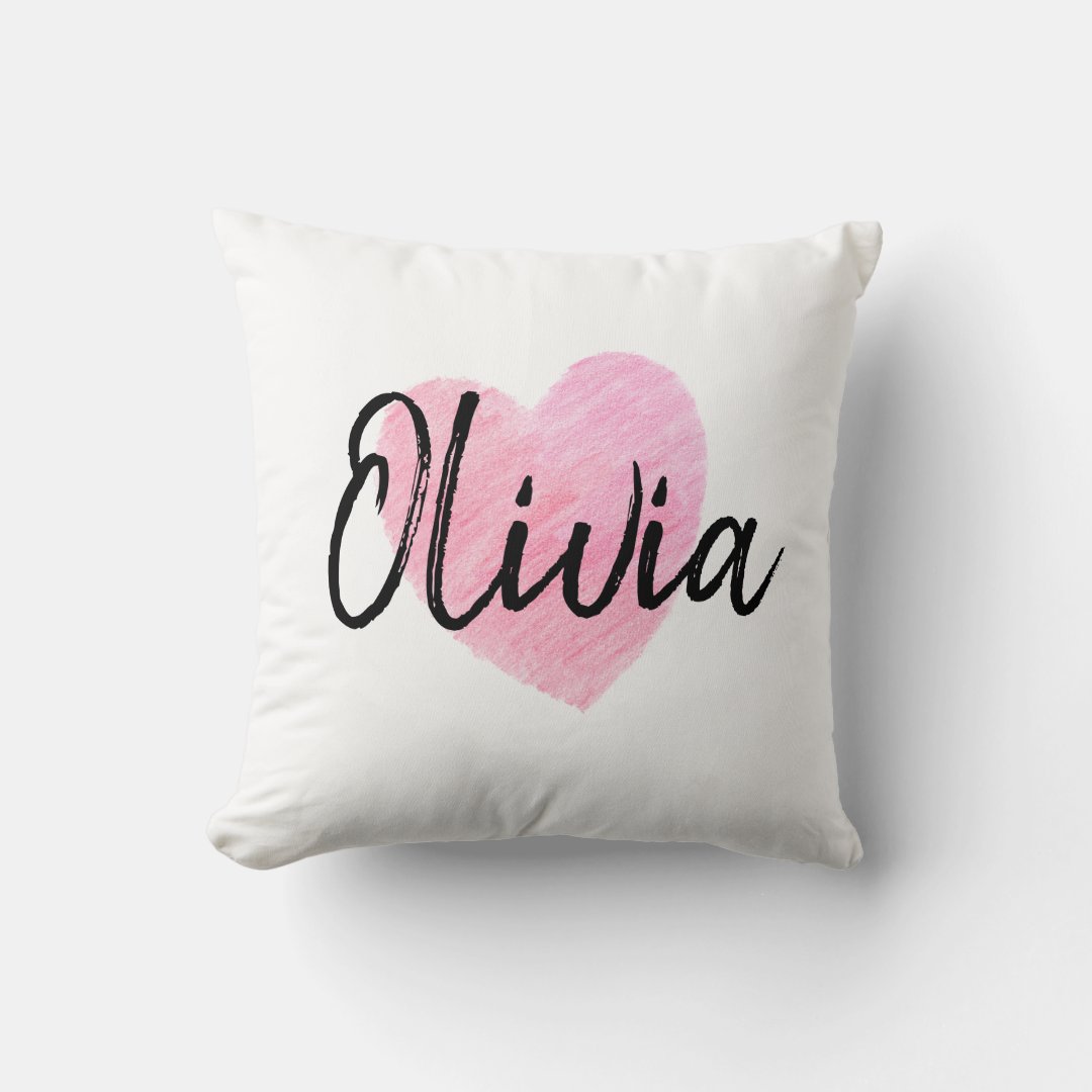 Olivia Heart Throw Pillow | Zazzle