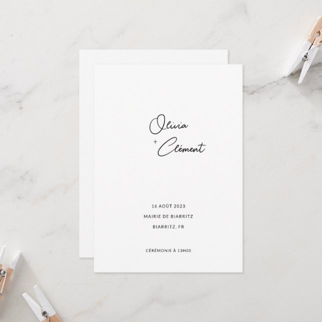 Olivia Minimalist + Elegant Share your wedding Invitation (Front/Back In Situ)