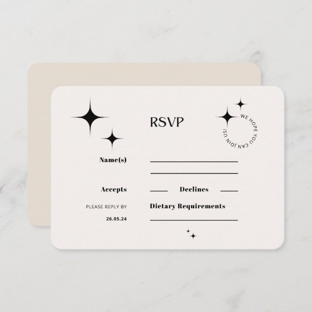 OLIVIA Modern Ivory Celestial RSVP Response Card (Front/Back)