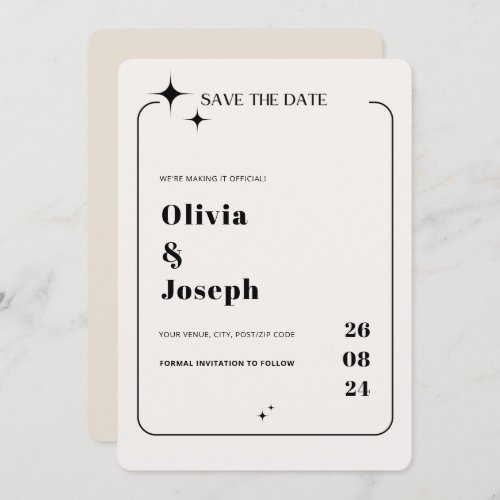 OLIVIA Modern Ivory Celestial Save the Date Card
