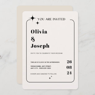 OLIVIA Modern Ivory Celestial Wedding Invitation