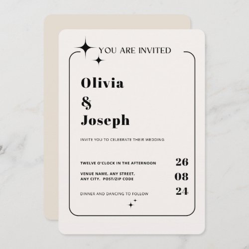 OLIVIA Modern Ivory Celestial Wedding Invitation