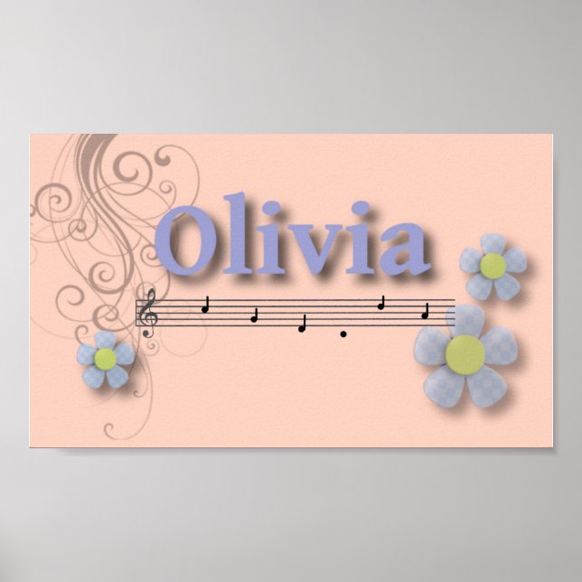 Olivia Musical Name Bedroom Nursery Room Poster (Front)