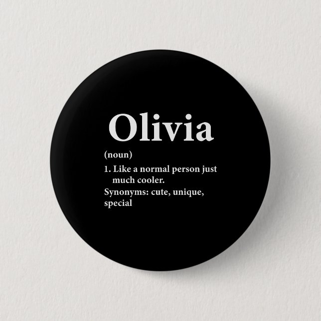 Olivia Name Definition Funny D  Button (Front)