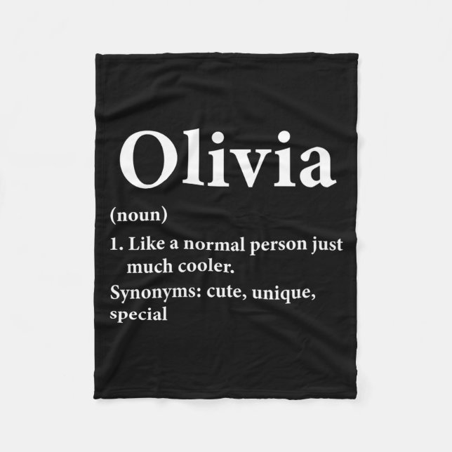 Olivia Name Definition Funny D  Fleece Blanket (Front)