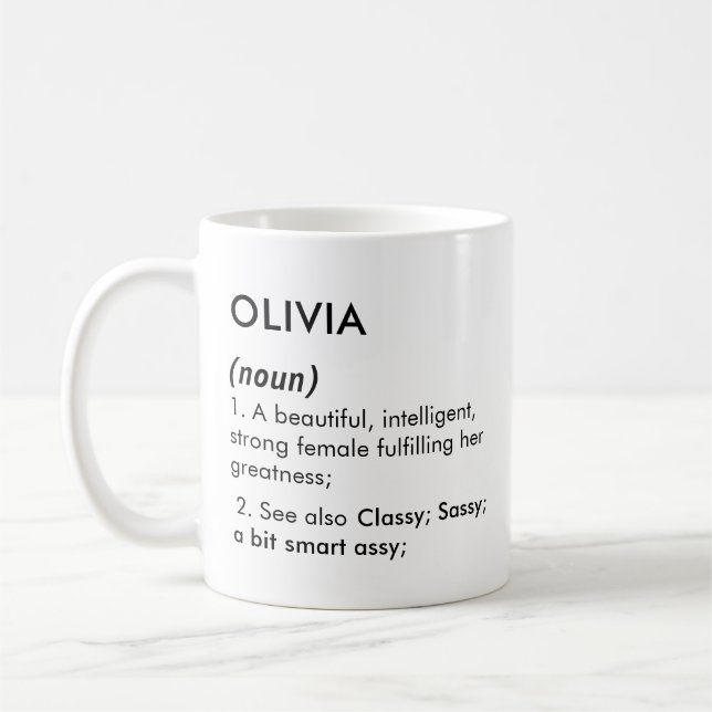 Olivia name, Editable name, Custom name Coffee Mug (Left)